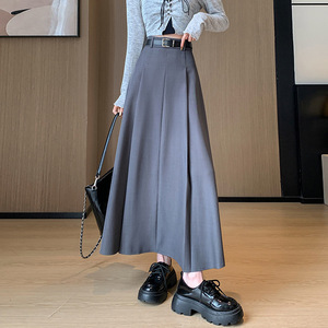 Nouvelle <span class=keywords><strong>jupe</strong></span> mi-longue d'automne et d'<span class=keywords><strong>hiver</strong></span> avec plis, taille haute, minceur et robe mi-longue sophistiquée <span class=keywords><strong>pour</strong></span> femme - Product Image 3
