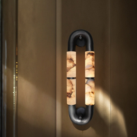 Applique murale LED minimaliste en marbre alabastre, luminaire de luxe en pierre naturelle avec télécommande pour chambre et salon