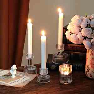 Candelabro de vidrio de doble uso, vela de poste, decoración de mesa de comedor Vintage, cena de Halloween - Product Image 4