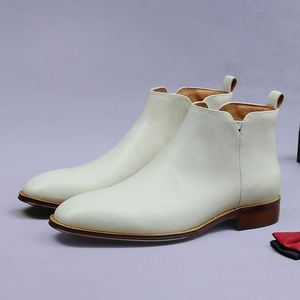 Botas de Tobillo para Hombre, Estilo Ejecutivo, Cuero Vacuno, Punta Cuadrada Blanca, Ligeras, Otoño, a la Moda - Product Image 5