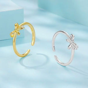 925纯银蝴蝶结开环结声明承诺带可调节18k镀金OL女性派对精品珠宝SCR1144 - Product Image 4