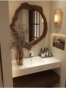 Romantic European Retro Style Anti Waterproof Lacquer Finish <b>Light</b> Luxury Floor Mounted Vanity <b>Bathroom</b> <b>Cabinets</b> for Apartment - Product Image 4