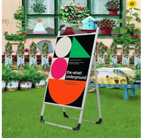 Panneau publicitaire pliable double face en forme de A, robuste, avec glissière latérale, pour l'affichage d'affiches publicitaires