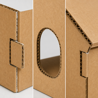 Maison pour chat en carton ondulé, griffoir en forme de maison en pain d'épices à languettes et fentes, 44 cm, pour intérieur