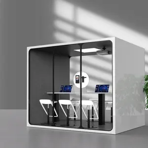Good Quality Aluminum Meeting Pod Removable Vip Silent Reception 1-6 Person Meeting Pod With Center Table