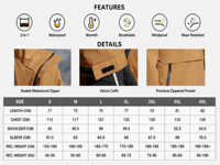 Veste à capuche unisexe chaude à coque rigide avec doublure polaire intégrée, imperméable et coupe-vent, imprimé automne, pour la randonnée, le camping et les activités de plein air
