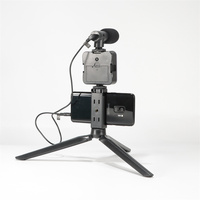 Mini trépied télécommandé AY-49C avec microphone et lumière LED, kit pour YouTuber, vidéo pour diffusion en direct sur smartphone