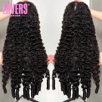 13x6 Raw 30 Inch Lace Frontal Invisi-String Glueless 360 Full HD Lace Front Wig Rambut Asli Manusia India Burma Model Keriting Bergelombang