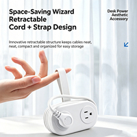 Multiprise portable rétractable multi-ports USB-C avec enrouleur de câble compact pour bureau (norme US)