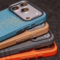 Étui de protection magnétique de luxe en fibre de carbone pour iPhone 17 16 15 Pro Max avec bouton IA et cadre métallique pour appareil photo, coque rigide en PC