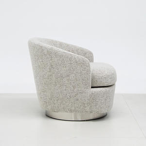 Silla de Lujo Ligera con Base de Madera Sólida, Silla de Descanso, Sillón Individual para Hogar, Hotel, Oficina, Sala de Estar, Silla Giratoria Blanca Crema - Product Image 2