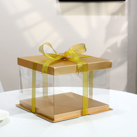 Boîte en plastique transparente de différentes tailles, boîtes dorées pour mariage, fête des mères, cadeau, présentation de fleurs, gâteau