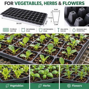 Bandeja de Germinación de 72 Celdas para Plantas, Bandeja de Plástico Reutilizable para Invernadero y Vegetales de Jardín - Product Image 6
