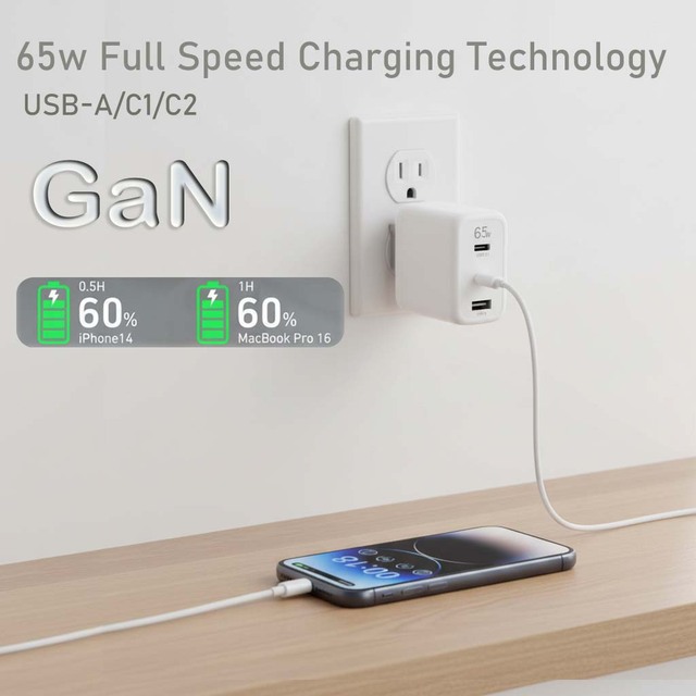 For Iphones 15 Pro Max 65 Watt Fast Charge Gan 65w Usb C Power Adapter Fast Charger for Laptop Tablet for Android