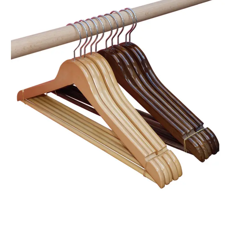 Manufacturer hangers for clothes pants wooden trouser hangers customized logo