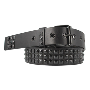 Cinture a piramide nere nere personalizzate con borchie Punk Rock rivetto nero opaco per donna uomo - Product Image 3