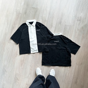 ผู้ผลิตเสื้อโปโลคอปกแขนสั้นผ้าฝ้ายถักสไตล์ลำลองแบบสตรีท ดีไซน์ตามสั่ง ทรงบ็อกซี่ ติดกระดุม - Product Image 1
