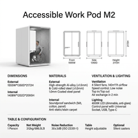 Cabine de bureau moderne et inclusive XL, salle de réunion acoustique accessible, studio silencieux accessible aux fauteuils roulants pour espace de travail d'entreprise