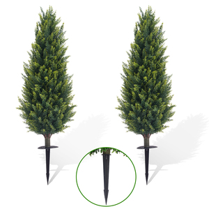 Faux Arbustes Buissons Topiaire Boule De Buis Artificielle Arbres À Fleurs De Cèdre Avec Piquet De Sol Pour La Maison De Jardin - Product Image 6