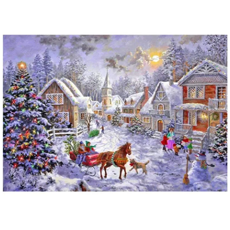 Pintura Completa 30X40cm Modern Winter Christmas Eve Diy Diamond Painting Bordado Por Kits De Números Para Decoração