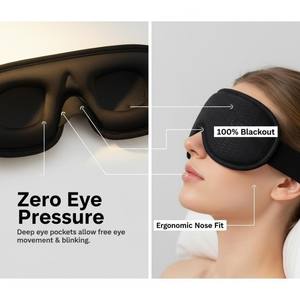 100% Light Block 3D Eye Shade Cover Travel Blackout Night Blindfold avec Extensions de cils en mousse à mémoire de forme respirante Masque de sommeil - Product Image 6