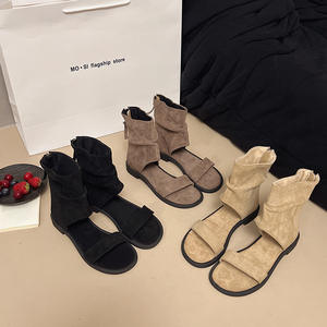 Sandales à glissière à dos plat pour femmes chaussures romaines - Product Image 4