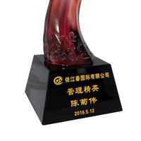 Trophée en verre de jade Liuli en forme de phénix - Technique de sablage de couleur personnalisée - Écologique