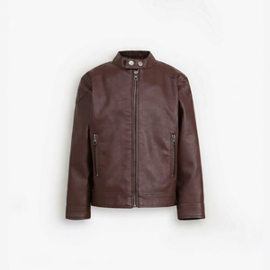 Veste de moto pour homme en cuir de mouton 100% brun, anti-UV, imperméable, col montant, fermeture éclair, service OEM personnalisé, taille XS - Product Image 1