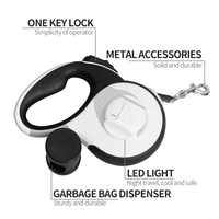 2025 Laisse pour chien rétractable avec logo personnalisé fabricant de gros lumière LED avec support de sac à crottes