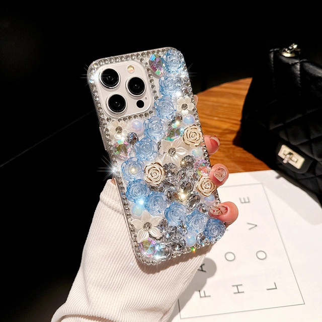 Luxury Diamond Flower DIY Gift Woman's Factory Custom Phone Cases Design Mobile Cover for iPhone 11/12/13/14/15/16/17