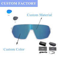 Lunettes de soleil de cyclisme unisexes avec verres en PC TR90, protection UV, légères, pour les sports de plein air, course à pied, verres bleus, idée cadeau
