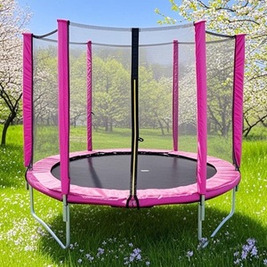 <span class=keywords><strong>Trampoline</strong></span> rond de 6 à 16 pieds, tissu vert, tubes en acier allié, système de panier de basket, échelle avancée, sûr pour les garçons - Product Image 2