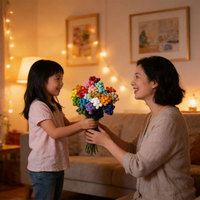 Bouquet de 20 fleurs séchées préservées - Long, pour mariage, fête des Mères, Saint-Valentin, décoration de bureau familial ou de fête