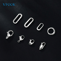 VFOOK Apprêts pour la fabrication de bijoux quotidiens en gros, fermoir en argent sterling 925 de forme spéciale avec logo personnalisé pour breloque de collier