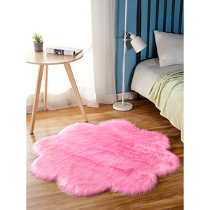 Alfombra de Felpa Rosa, Diseño Novedoso, Alfombra de Imitación de Lana para Decoración del Hogar, Alfombra Acolchada para el Área junto a la Cama - Product Image 1