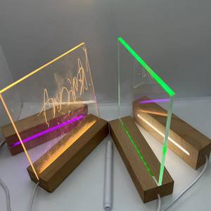 Lámpara Nocturna LED RGB <span class=keywords><strong>de</strong></span> Estilo Australiano con 7 Colores Cambiantes, Base <span class=keywords><strong>de</strong></span> Madera Rectangular <span class=keywords><strong>de</strong></span> Diseño Minimalista, <span class=keywords><strong>Luz</strong></span> para Sala <span class=keywords><strong>de</strong></span> Estar, USB - Product Image 6