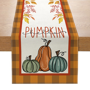 Camino de mesa con estampado de hojas de arce y calabaza Decoraciones de otoño para el día de hoy - Product Image 6