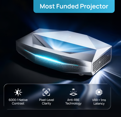 AWOL Aetherion Pro Short Throw Pure Triple Laser Projector UST Home Cinema 4K Ultra HD 2600 ISO Lumens Smart TV HDR10+ Active 3D
