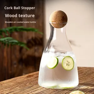 Ensemble <span class=keywords><strong>de</strong></span> verres à <span class=keywords><strong>eau</strong></span> <span class=keywords><strong>de</strong></span> luxe léger en verre, grande capacité, avec bouilloire et couvercle à bouchon en liège, design moderne et simple, pour l'été et l'<span class=keywords><strong>eau</strong></span> fraîche, motif <span class=keywords><strong>Pomme</strong></span> Verte Super. - Product Image 1