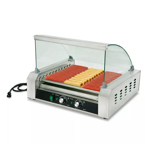 Large Size Stainless Steel 11 Roller Commercial Roller Roaster Sausage <strong>Machine</strong> <strong>Hotdog</strong> Griiling <strong>Machine</strong> With Glass Cover - Product Image 1