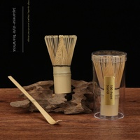 Fouet à matcha japonais en bambou, 100 brins, Chasen fait main avec cuillère Chashaku, attache en fil noir, tube de rangement pour cérémonie du thé