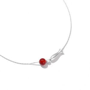 Collar con Colgante de Pez y Cadena de Eslabones de Plata de Ley 925, Diseño Simple Dylam, para Mujer - Product Image 4