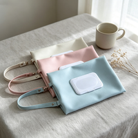 Pochette en cuir PU souple pour lingettes humides avec couvercle rabattable, support portable pour lingettes de bébé, sac à suspendre pour poussette, cadeau pour maman
