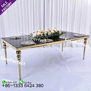 Fornitore cinese evento mobili per feste in acciaio inox nero e oro lusso cornice oro tavolo di nozze