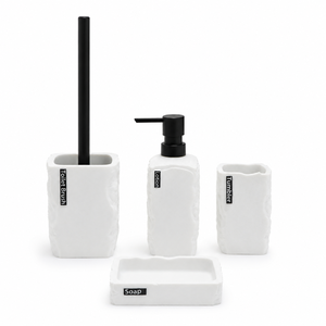 Ensemble de salle de bain en résine de sable blanc de style artisanal de qualité supérieure, aspect pierre fait main pour un décor minimaliste - Product Image 1