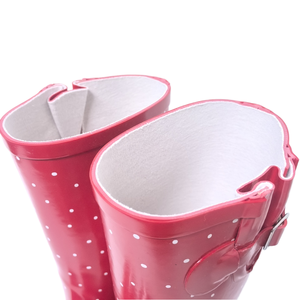 महिलाओं के लिए घुटने के डॉट्स वाइड बूट हाई बूट्स रबर वर्षा जूते - Product Image 2