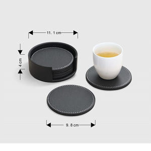 Leather <b>Coasters</b> for <b>Drinks</b>, <b>Drink</b> <b>Coasters</b> Set of 6 with Holder for Tabletop Protection, Handmade Luxurious Home Décor - Product Image 6