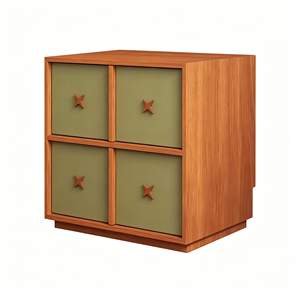 Mid-Century Modern 4-Drawer Wood Nightstand, Olive Green Cabinet with Cross Knobs for Bedroom - Product Image 5