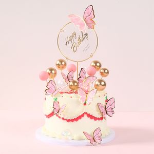 Decoración para Pastel de Cumpleaños, Adorno de Mariposa, Mariposa de Papel Dorado, Inserto para Pastel de Cumpleaños, Decoración de Pastel de Feliz Cumpleaños - Product Image 2