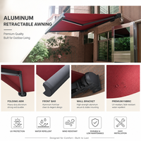 Auvent rétractable extérieur à cassette complète, motorisé, télécommande, moteur silencieux, style moderne, bras pliable en aluminium, pour jardin extérieur